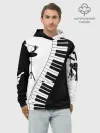 Худи мужской база хлопок / Черно Белое пианино