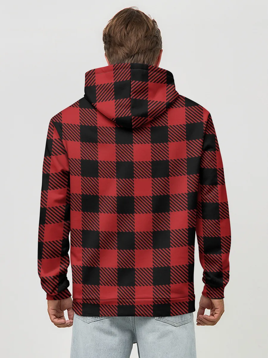 Худи мужской база хлопок / Манчестер Юнайтед фон в клетку