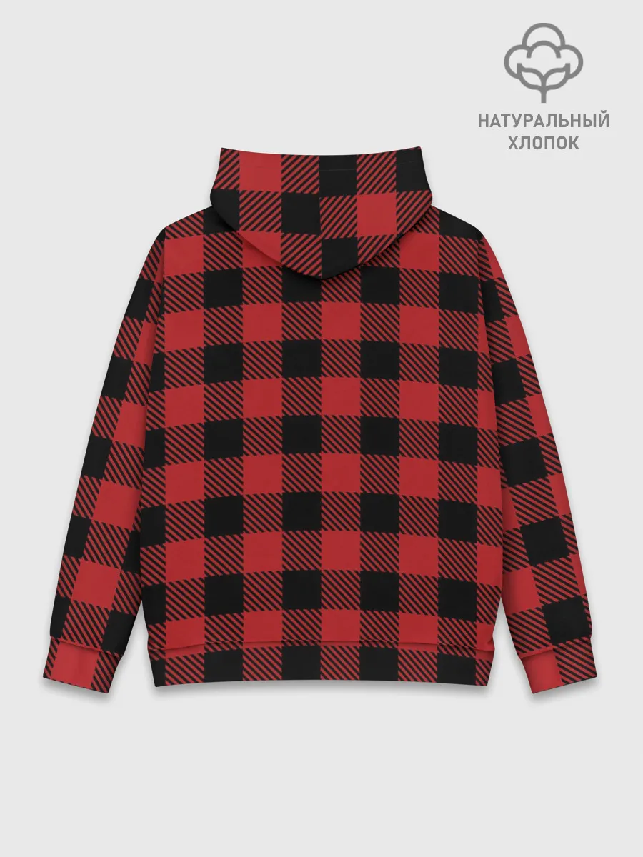 Худи мужской база хлопок / Манчестер Юнайтед фон в клетку