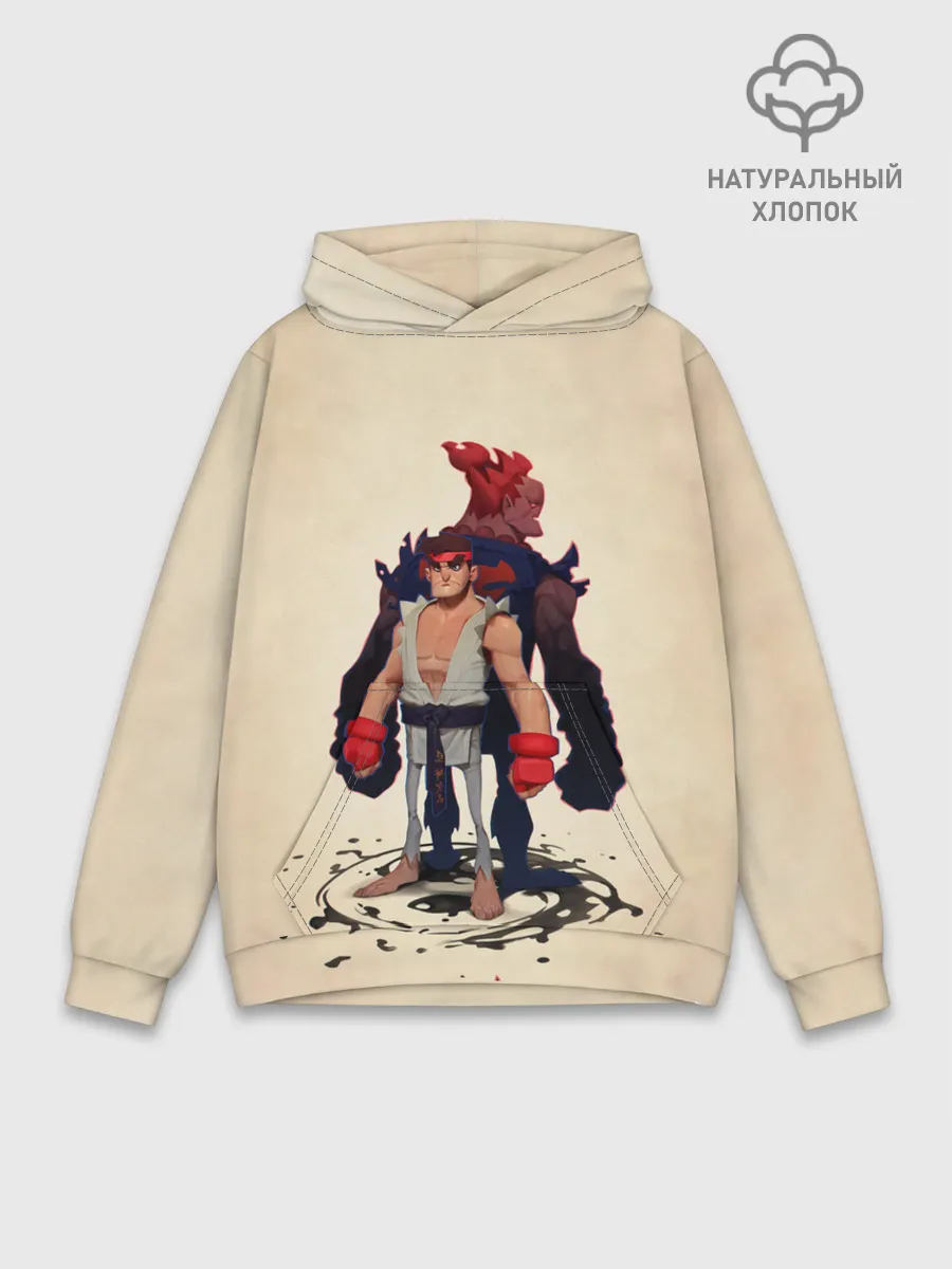Худи мужской база хлопок / Рю и Акума