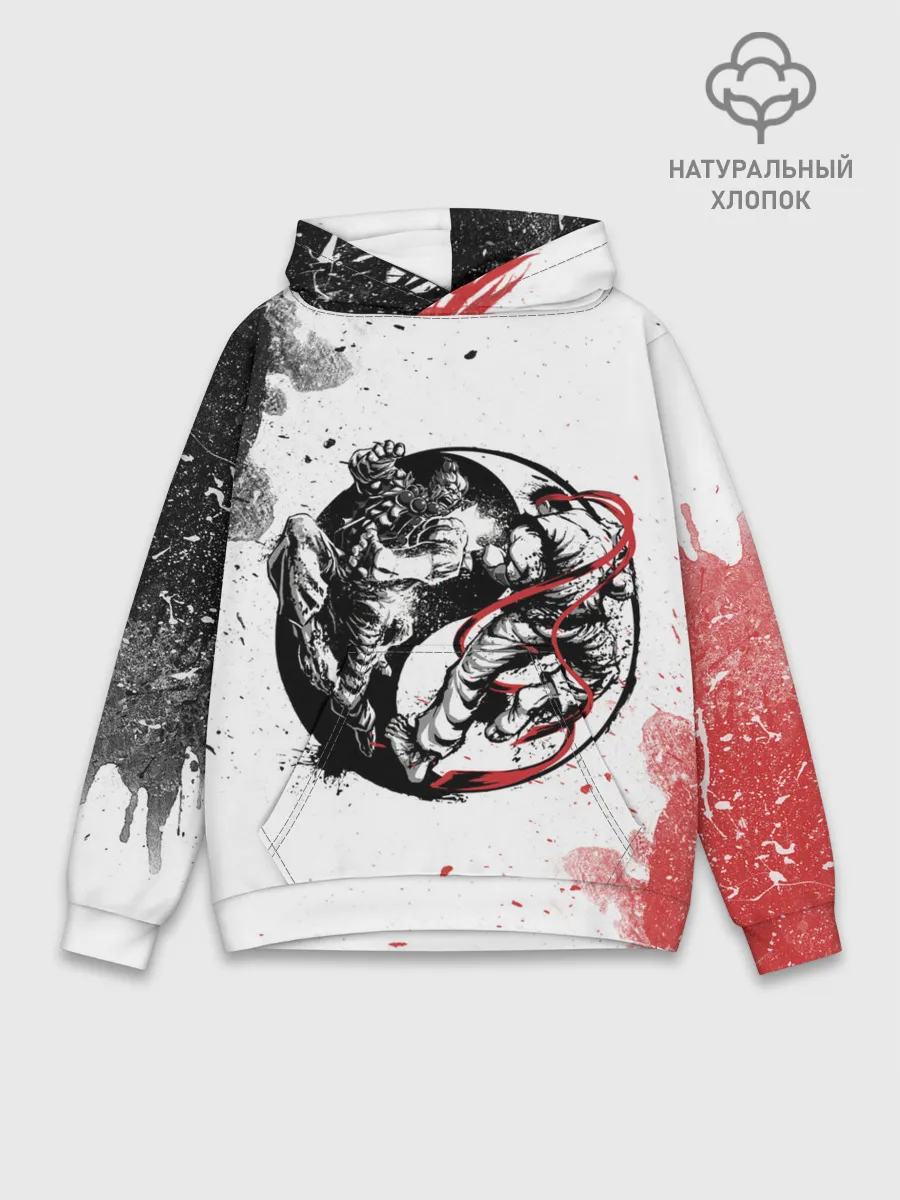 Худи мужской база хлопок / Ryu vs Akuma