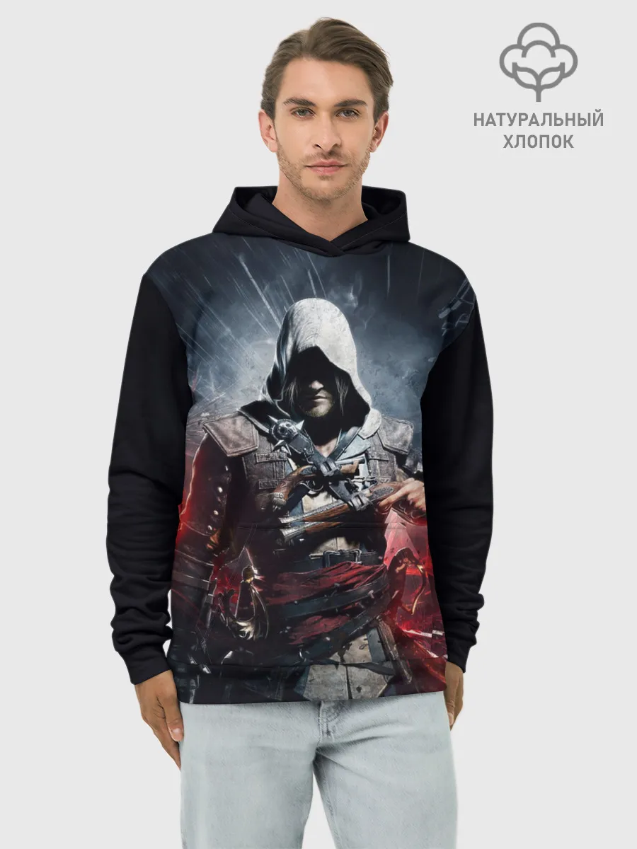 Худи мужской база хлопок / Assassins Creed 4: Black Flag