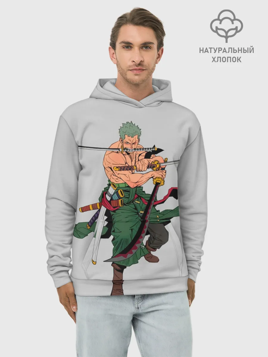 Худи мужской база хлопок / Арт Ророноа Зоро, One Piece