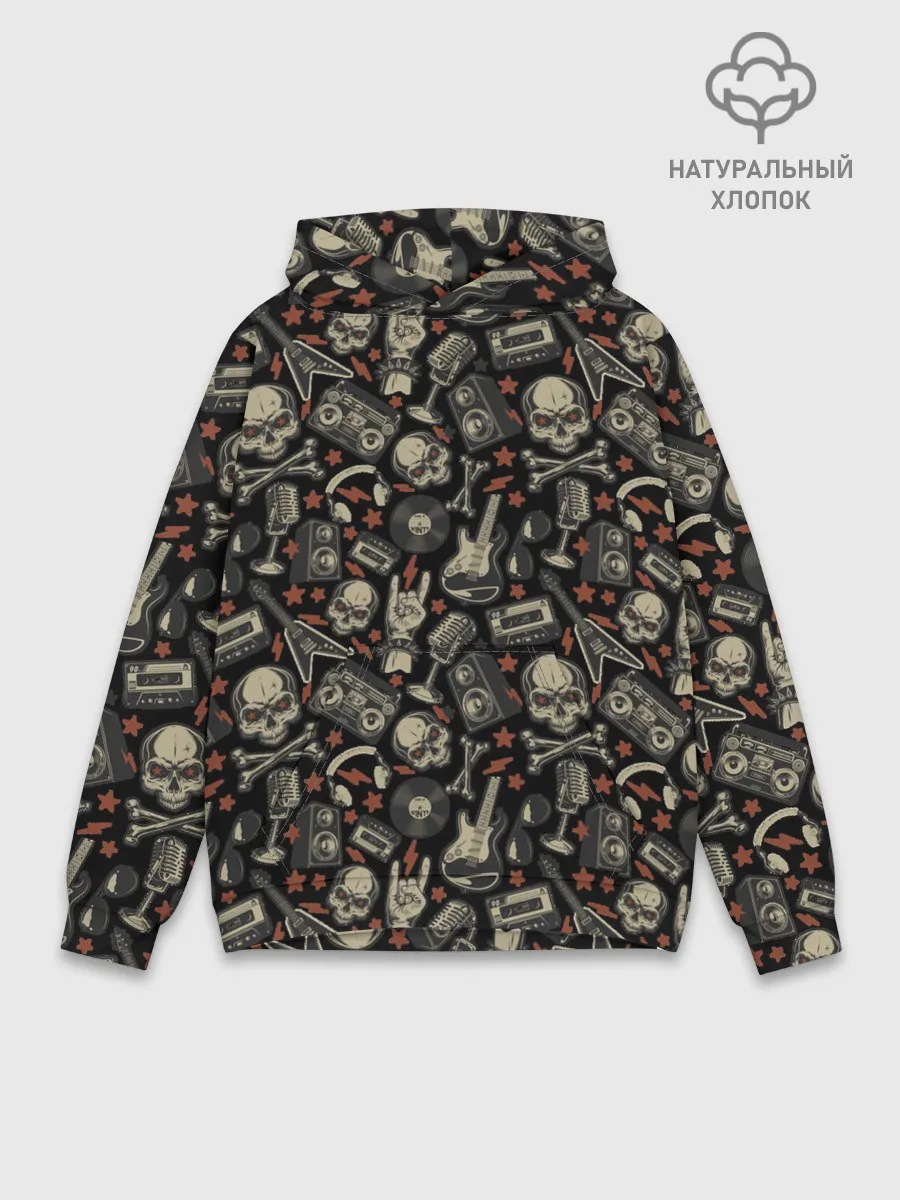 Худи мужской база хлопок / Scull_pattern_rock