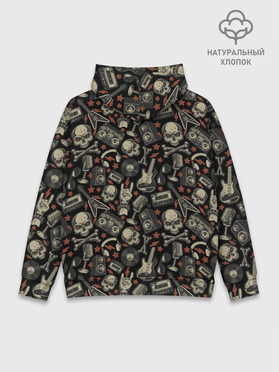 Худи мужской база хлопок / Scull_pattern_rock