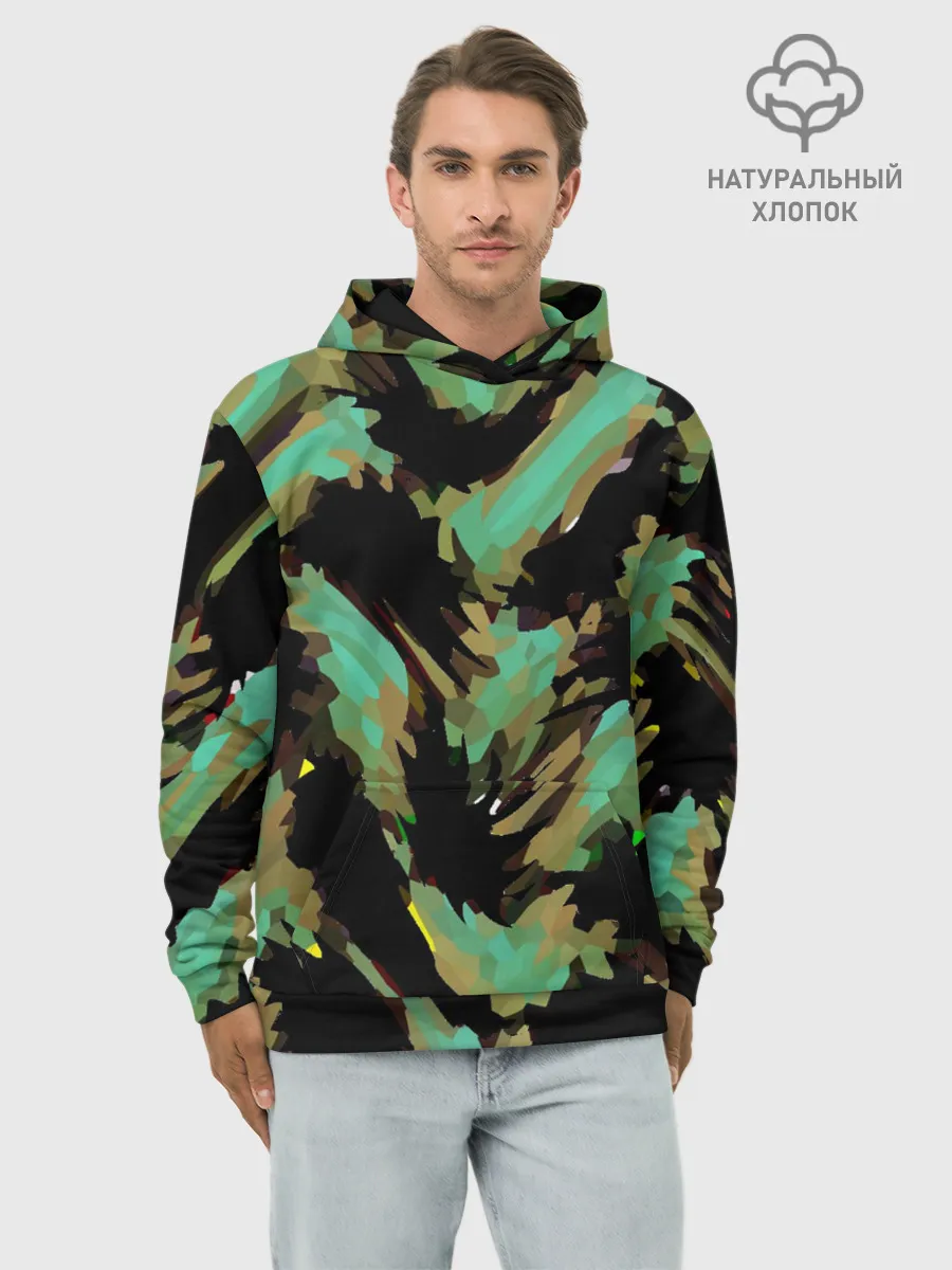Худи мужской база хлопок / Изумрудные осколки кристаллов