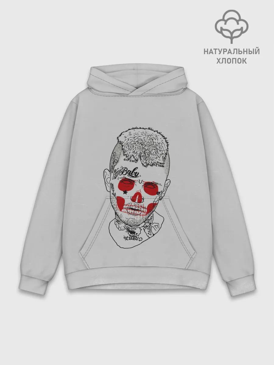Худи мужской база хлопок / Череп Лил Пипа
