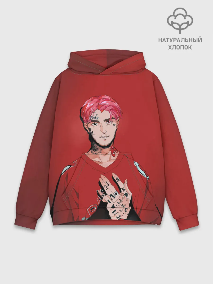 Худи мужской база хлопок / Red Lil Peep