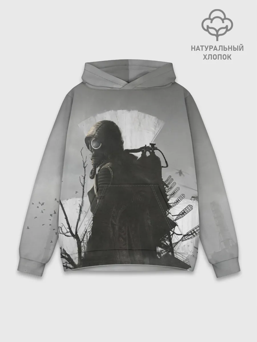 Худи мужской база хлопок / STALKER 2 Gray