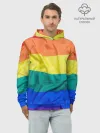 Худи мужской база хлопок / Радуга - мятая ткань полотно