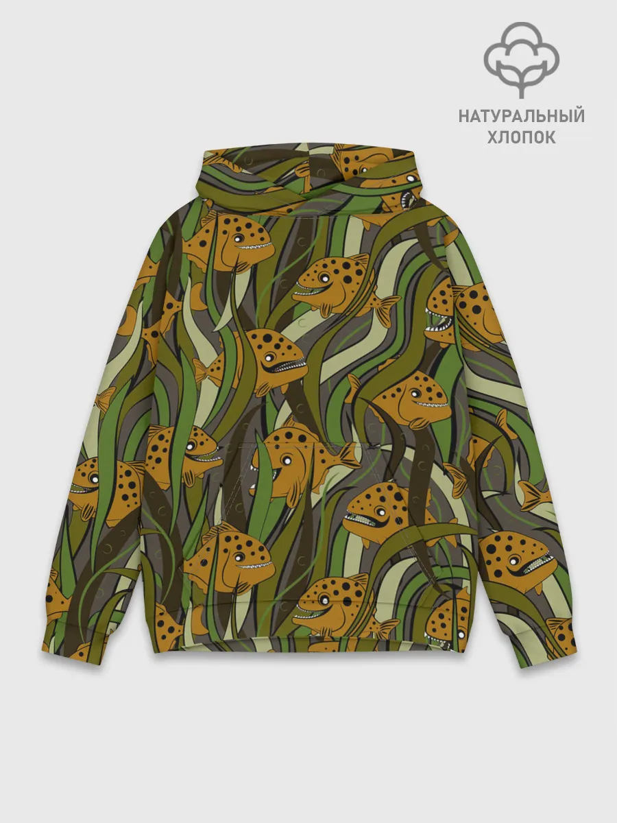 Худи мужской база хлопок / Пираньи камуфляж