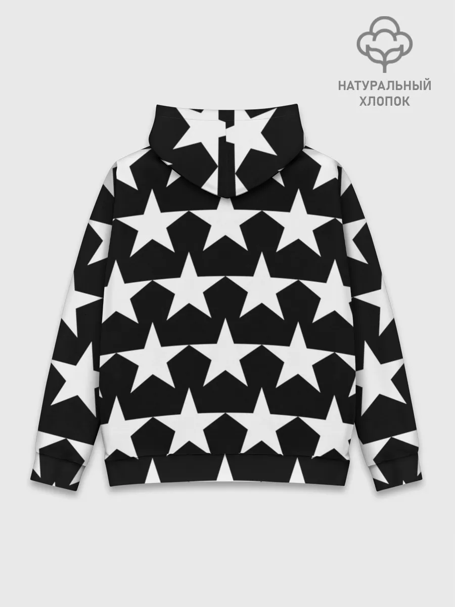 Худи мужской база хлопок / Белые звёзды на чёрном фоне 2