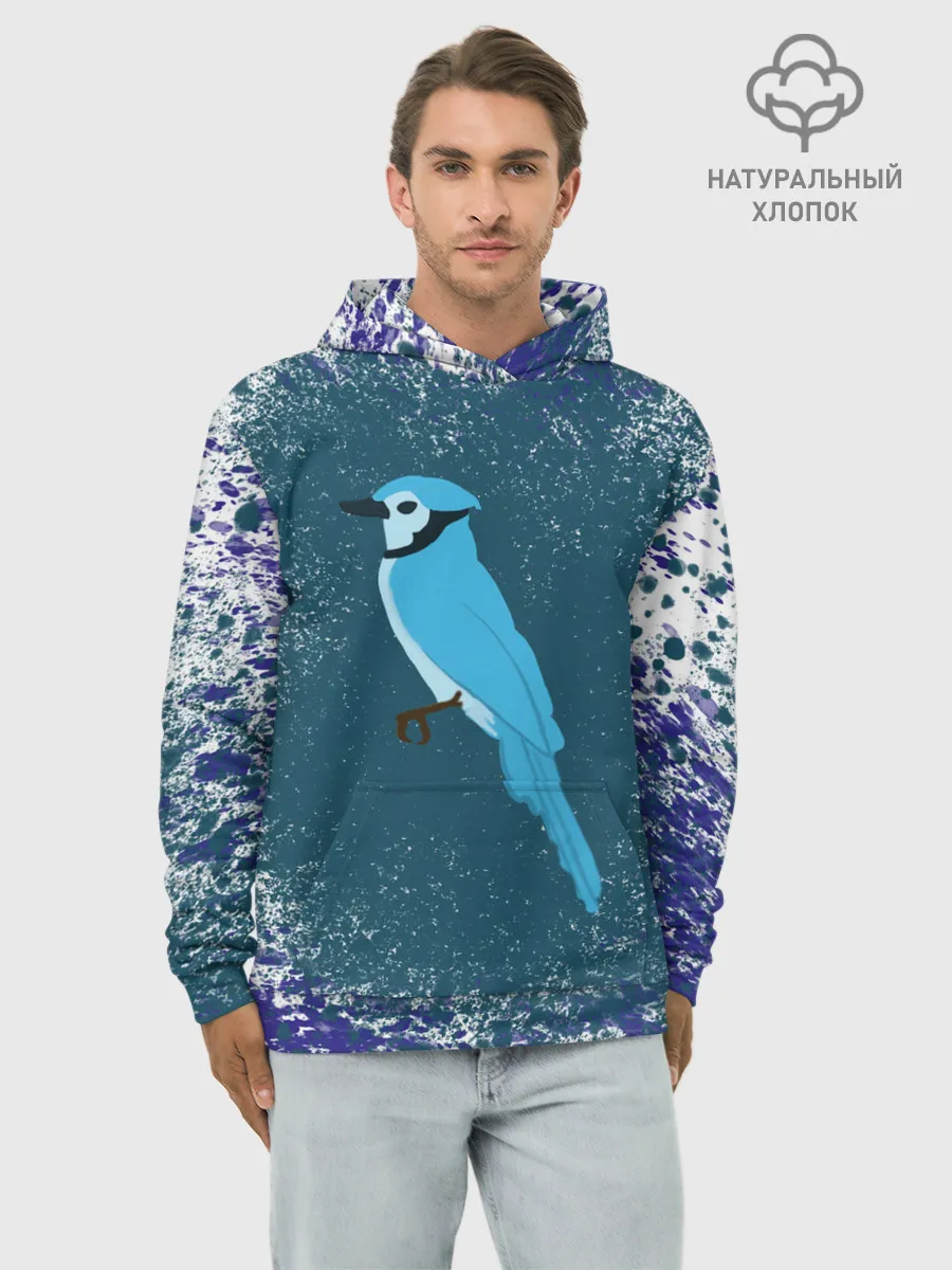 Худи мужской база хлопок / Голубая сойка
