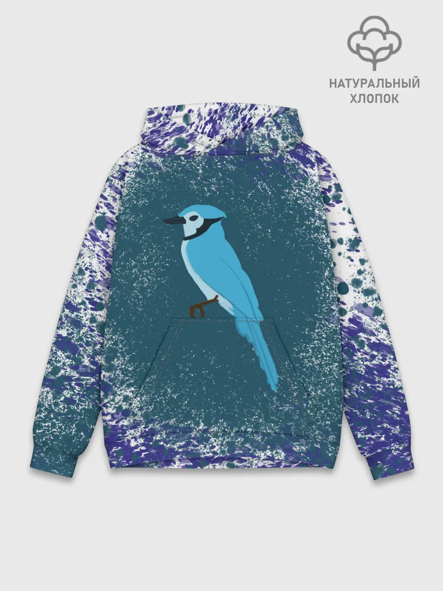 Худи мужской база хлопок / Голубая сойка