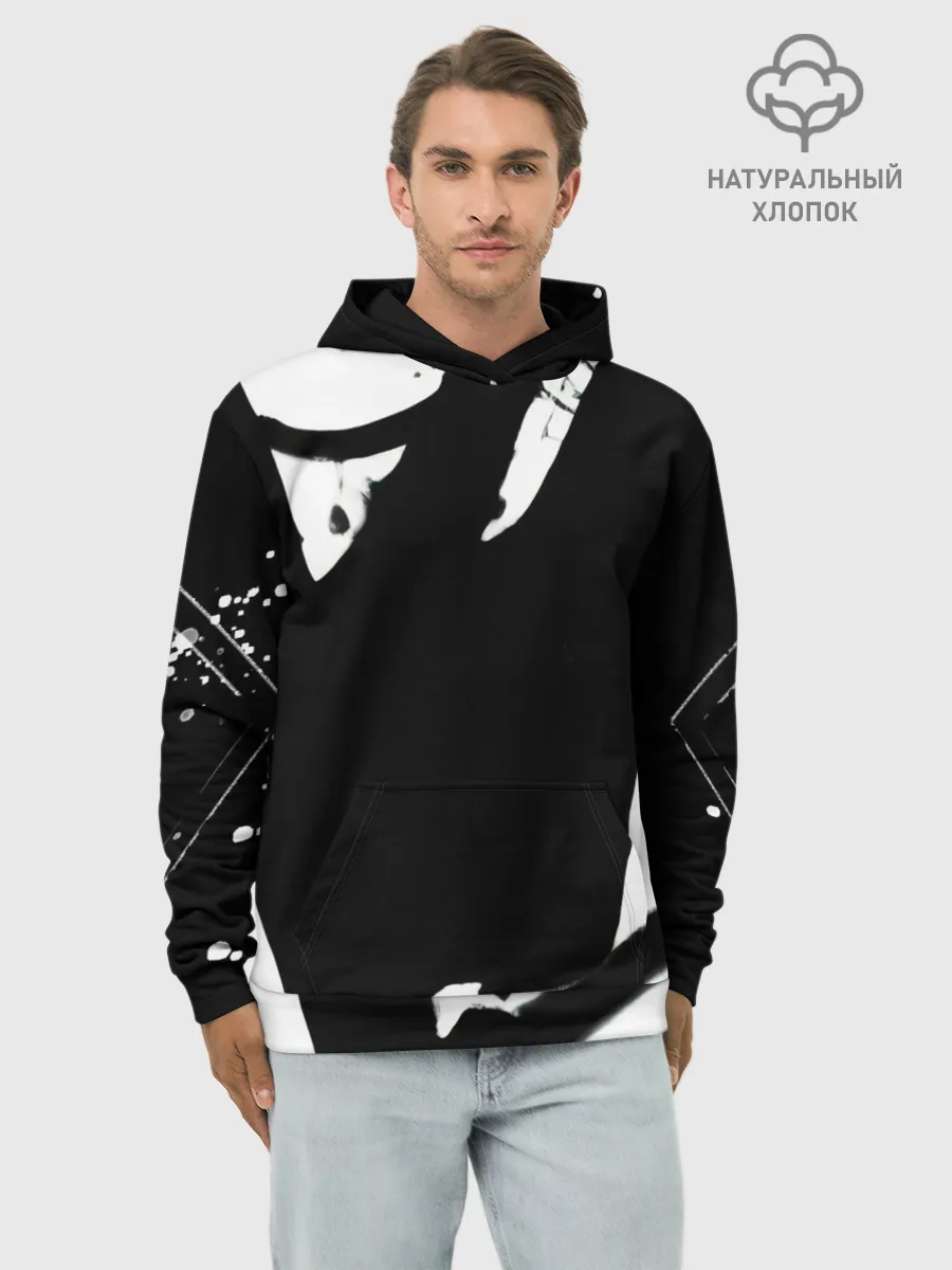 Худи мужской база хлопок / Надпись на спине, каллиграфия