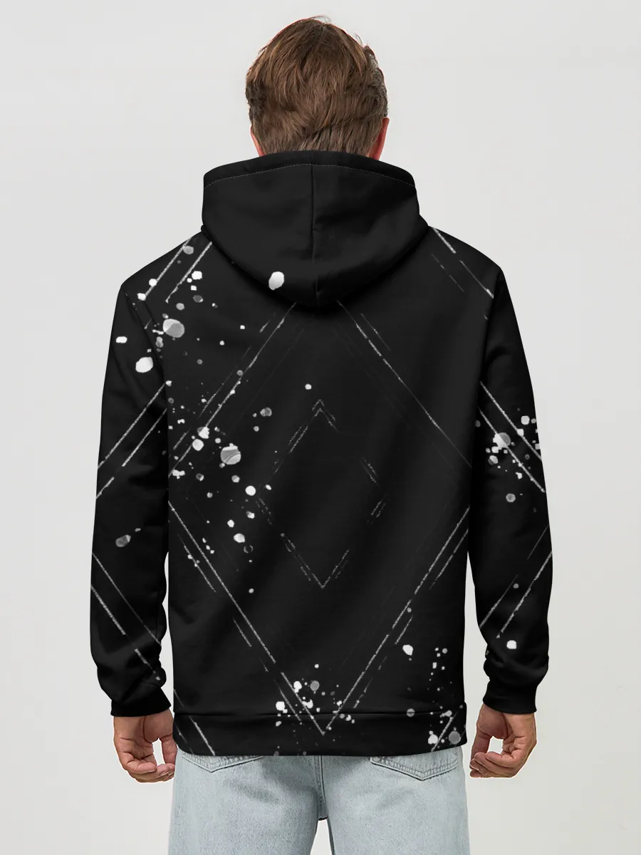 Худи мужской база хлопок / Надпись на спине, каллиграфия