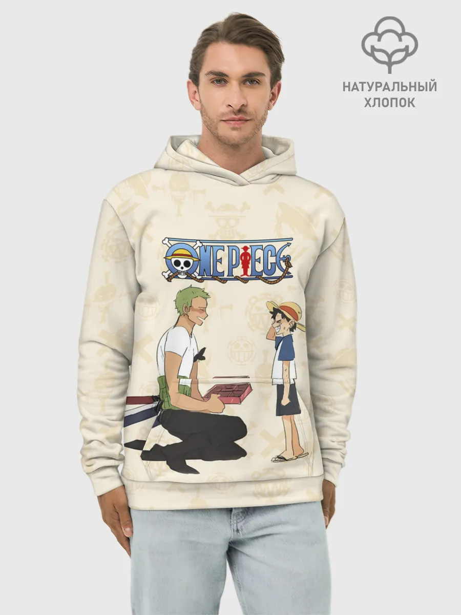 Худи мужской база хлопок / Ророноа Зоро и малыш Манки Д. Луффи