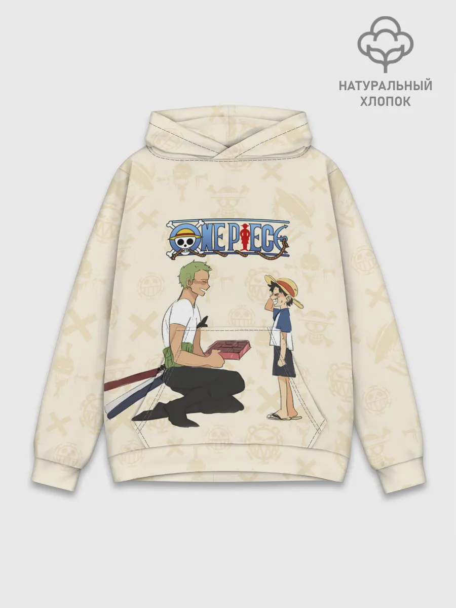 Худи мужской база хлопок / Ророноа Зоро и малыш Манки Д. Луффи