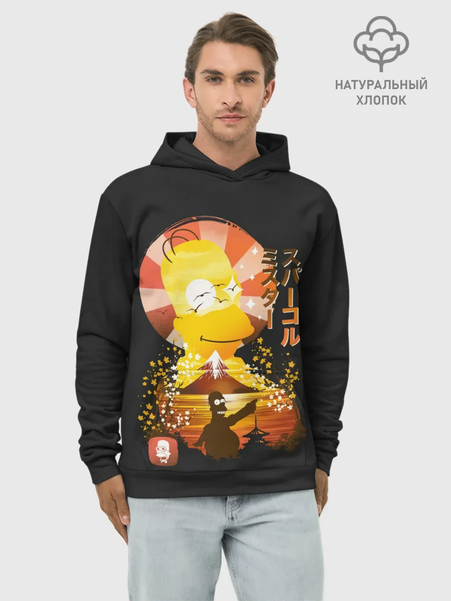 Худи мужской база хлопок / Гомер в азии