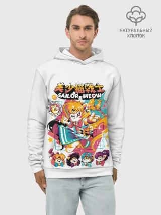 Худи мужской база хлопок / Sailor Meow