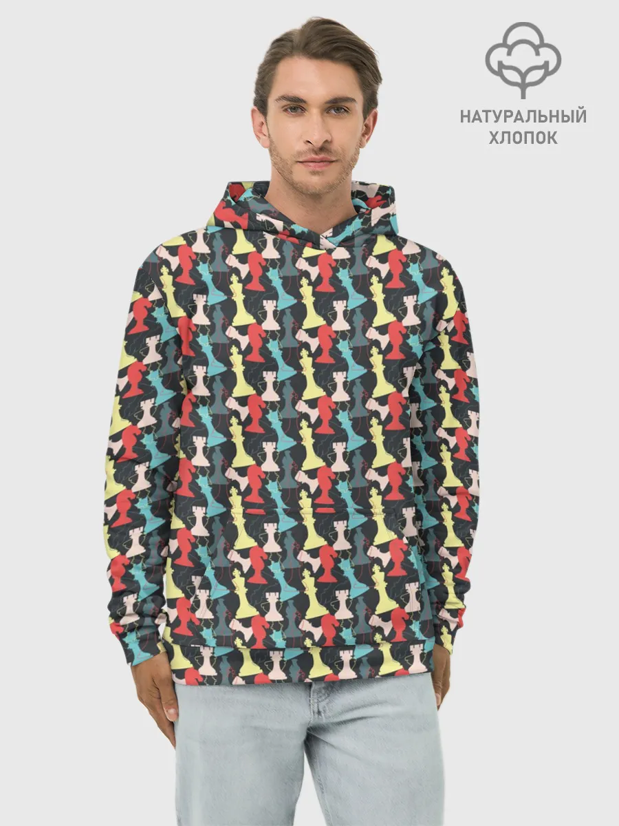 Худи мужской база хлопок / Шахматные Фигуры