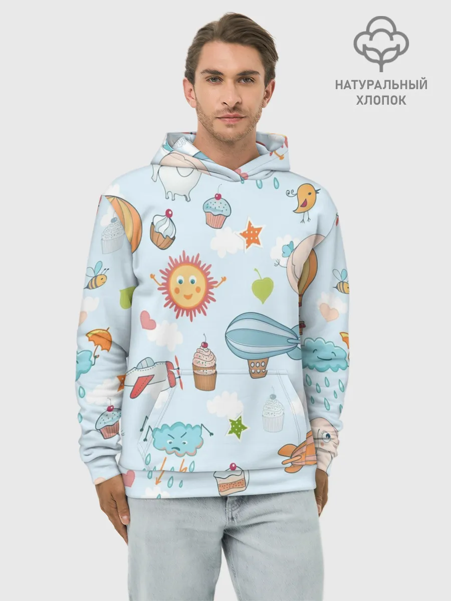 Худи мужской база хлопок / Детские рисунки