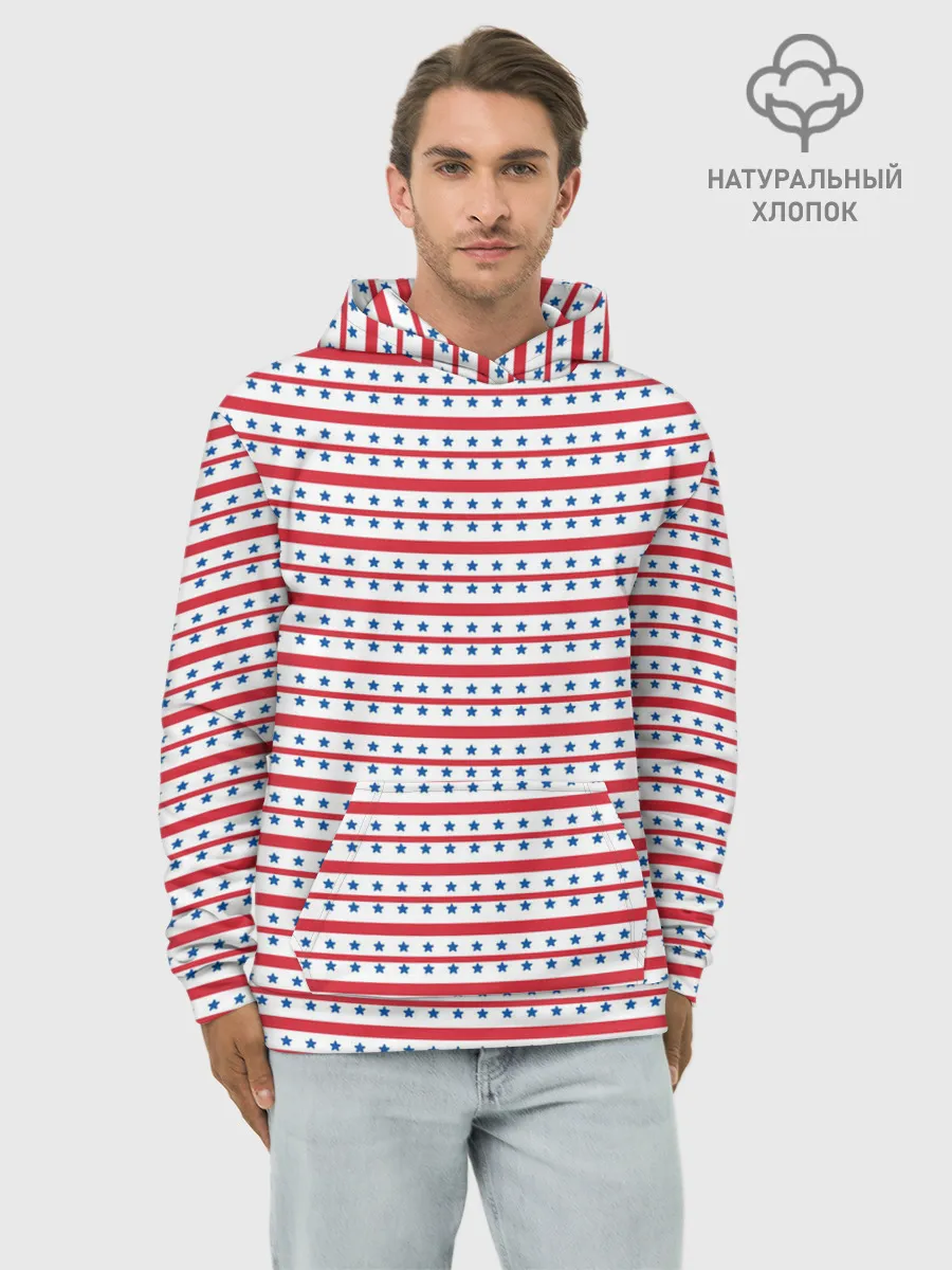 Худи мужской база хлопок / Звезды с полосками