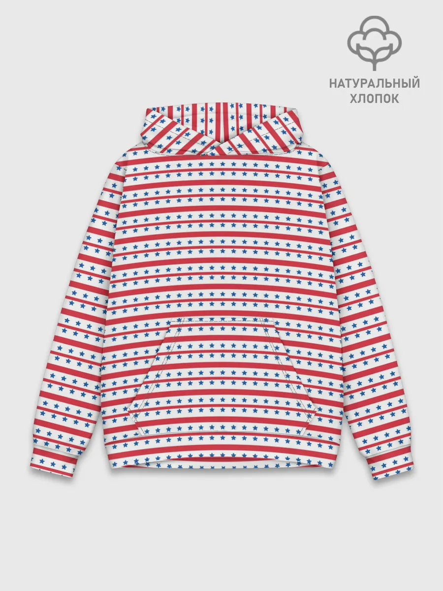 Худи мужской база хлопок / Звезды с полосками