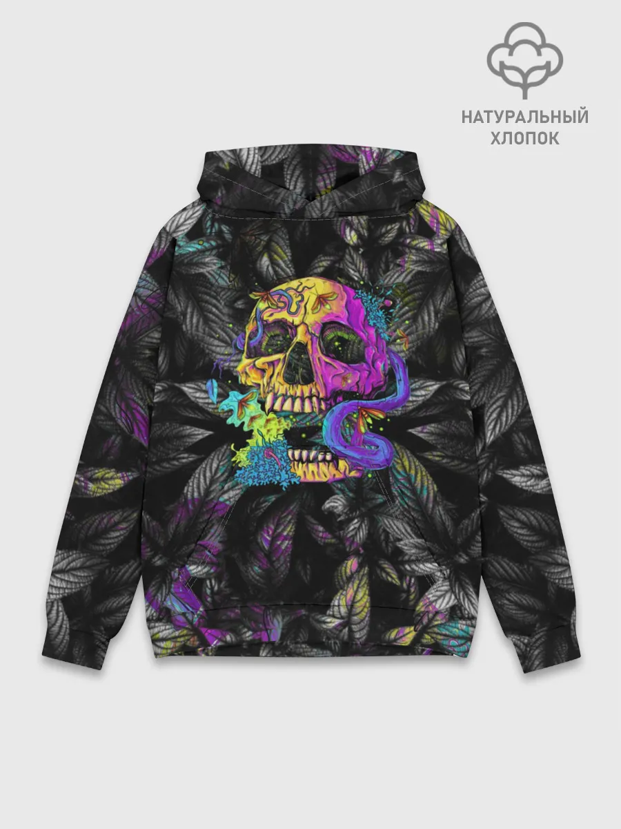 Худи мужской база хлопок / Череп / Психоделика