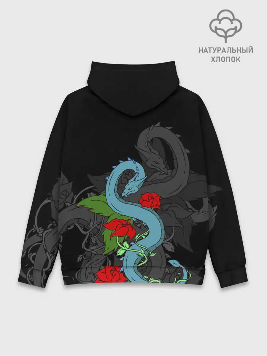 Худи мужской база хлопок / Дракон и Розы