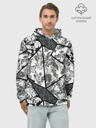 Худи мужской база хлопок / Цветочный Кинцуги / Kintsugi