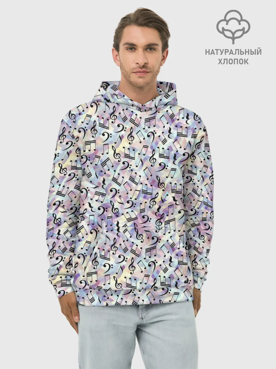 Худи мужской база хлопок / Музыкальные Ноты