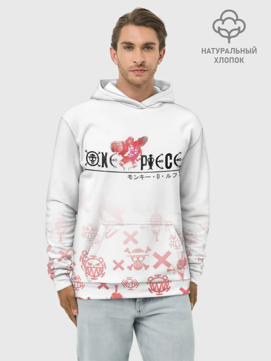 Худи мужской база хлопок / One Piece. резиновый Луффи