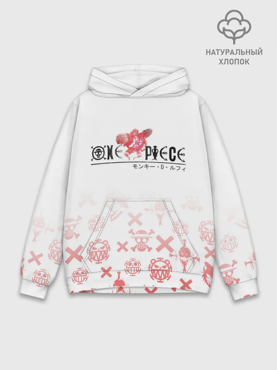 Худи мужской база хлопок / One Piece. резиновый Луффи