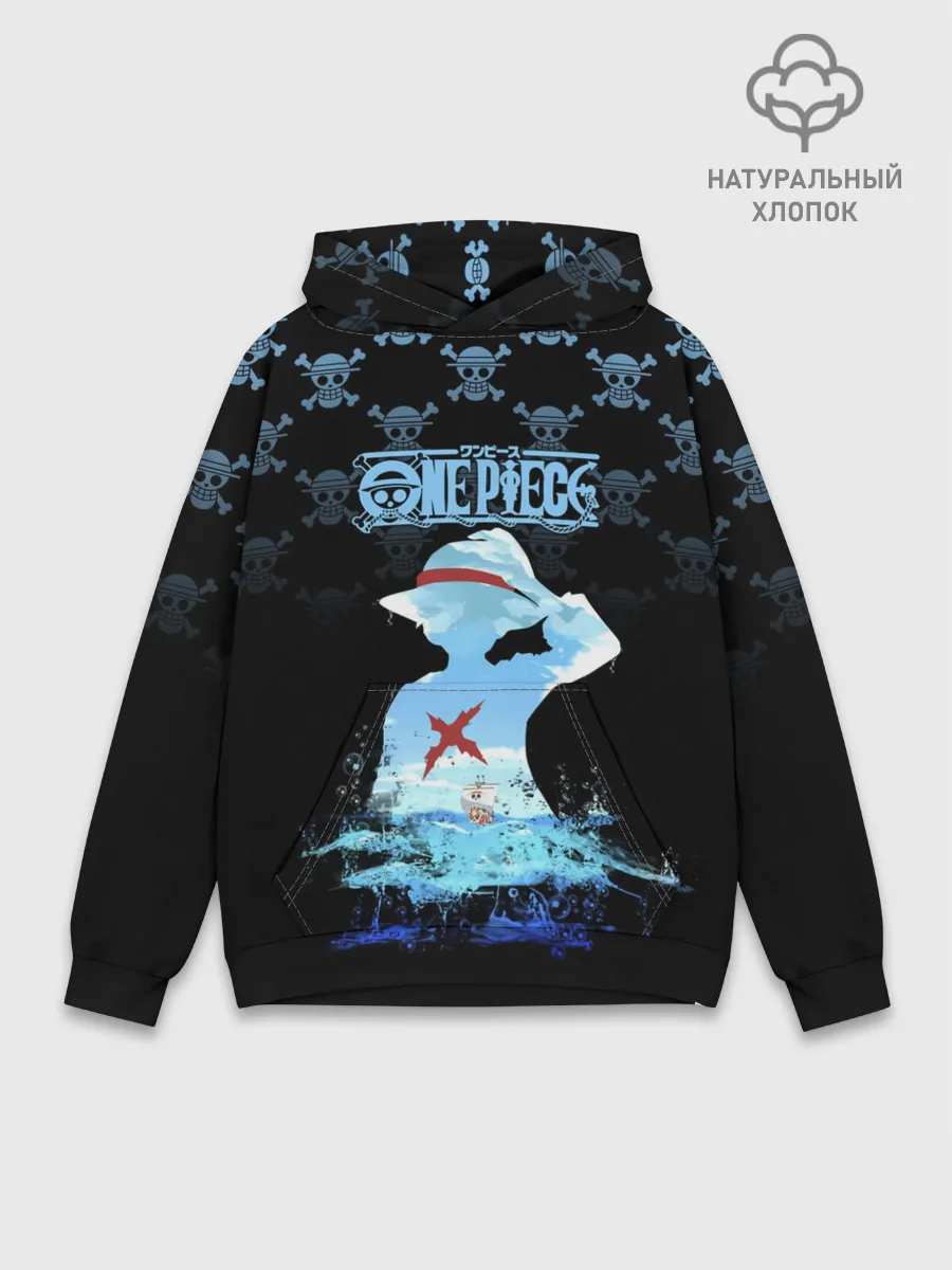 Худи мужской база хлопок / Луффи | Пираты Соломенной Шляпы