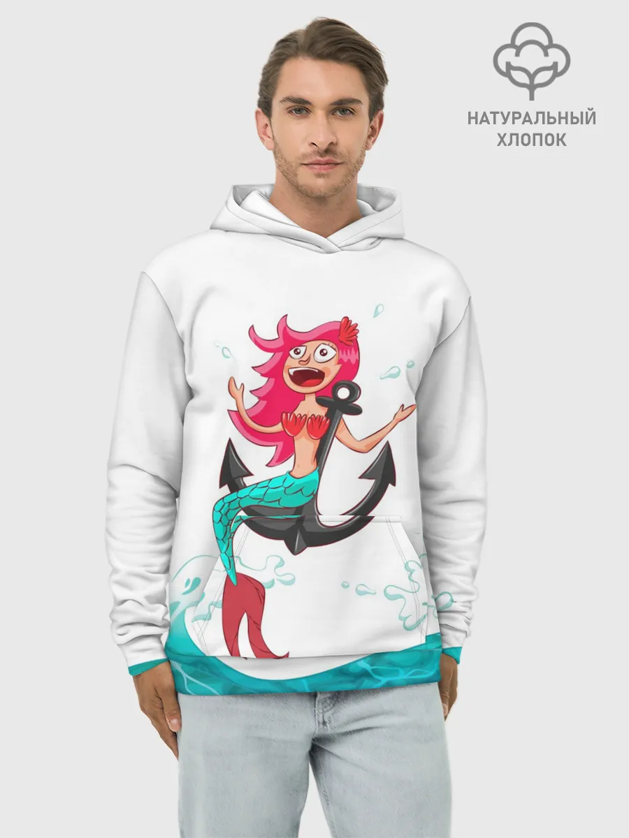 Худи мужской база хлопок / Русалка на якоре