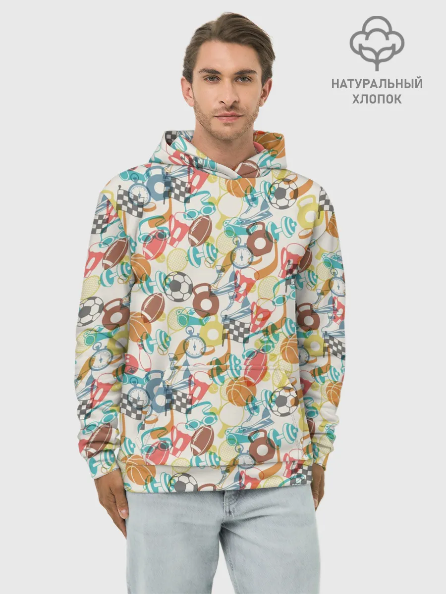 Худи мужской база хлопок / Разный Спорт