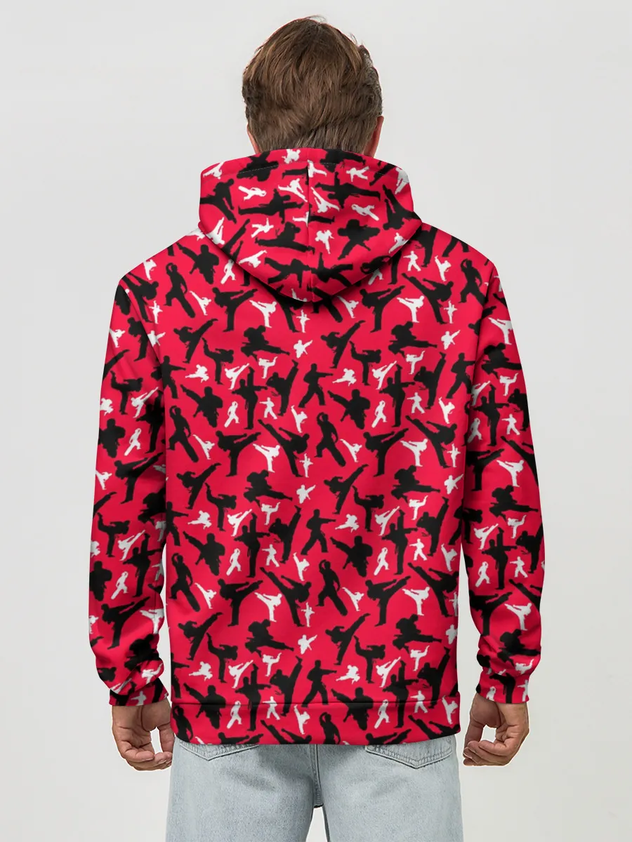 Худи мужской база хлопок / Белый Каратист против Черного