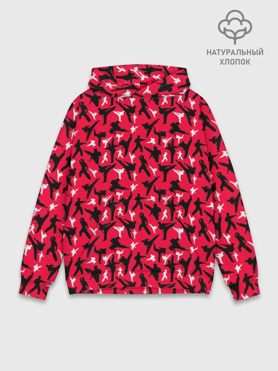 Худи мужской база хлопок / Белый Каратист против Черного