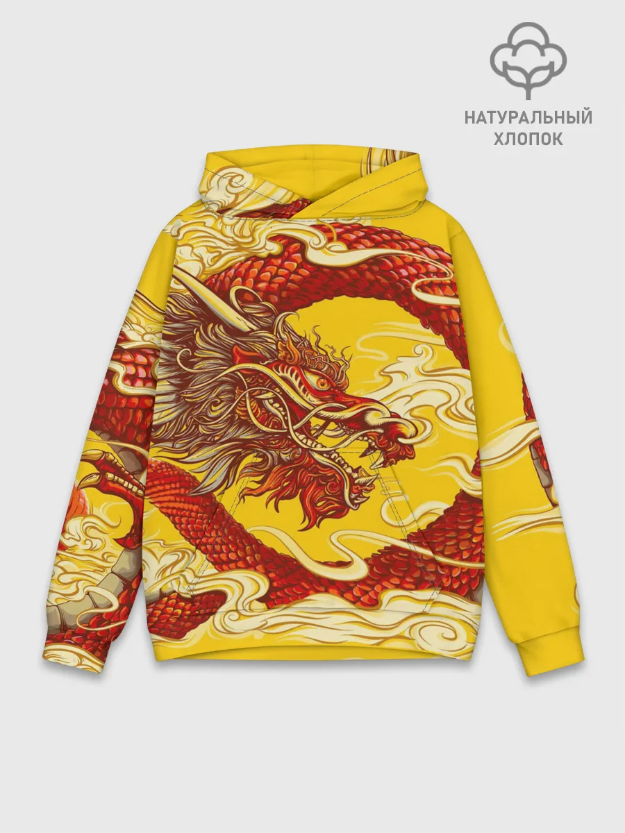 Худи мужской база хлопок / Китайский Дракон, China Dragon