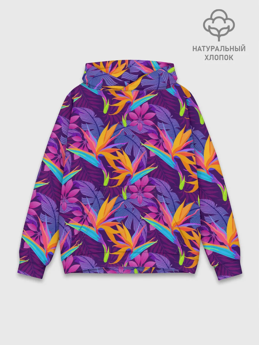 Худи мужской база хлопок / Тропические листья