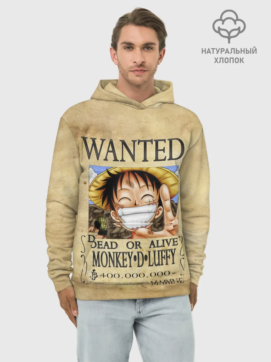 Худи мужской база хлопок / Манки Д. Луффи в розыске One Piece