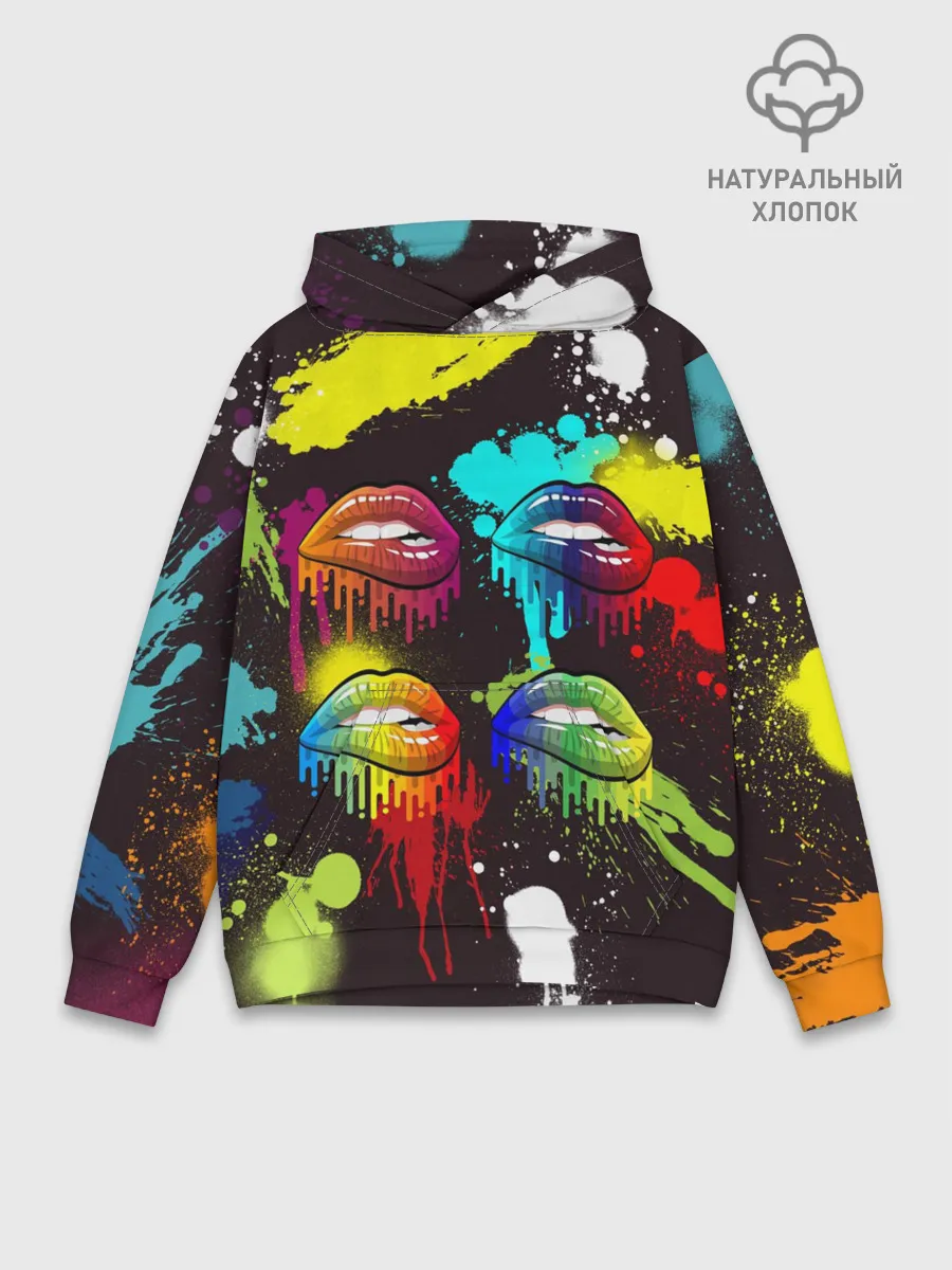 Худи мужской база хлопок / Красочные кубы