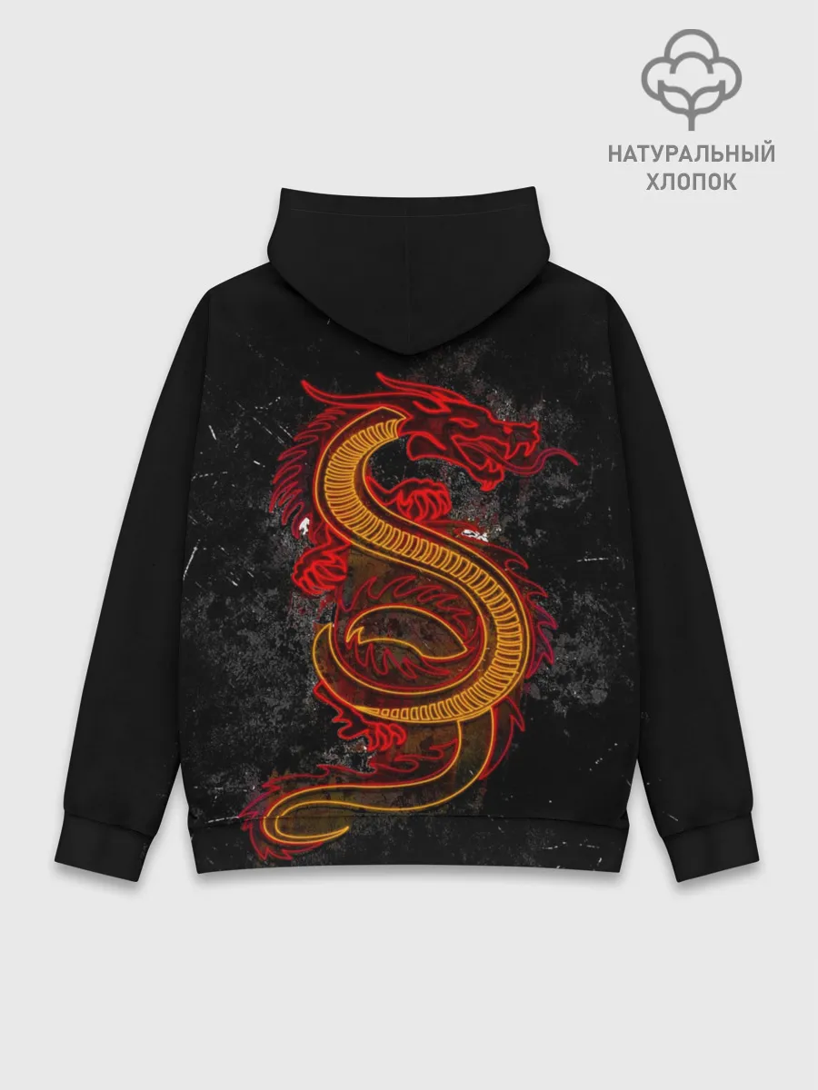 Худи мужской база хлопок / НЕОНОВЫЙ ДРАКОН, 3d