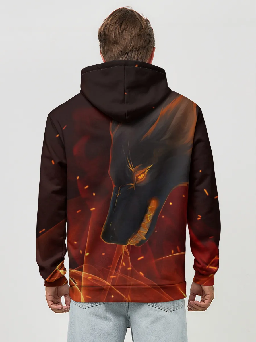 Худи мужской база хлопок / ОГНЕНЫЙ ВОЛК, 3d