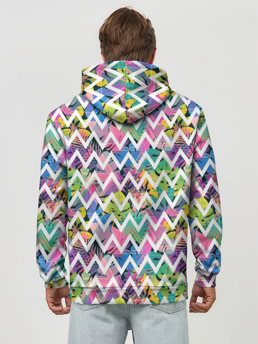 Худи мужской база хлопок / Кривая линия и цветы