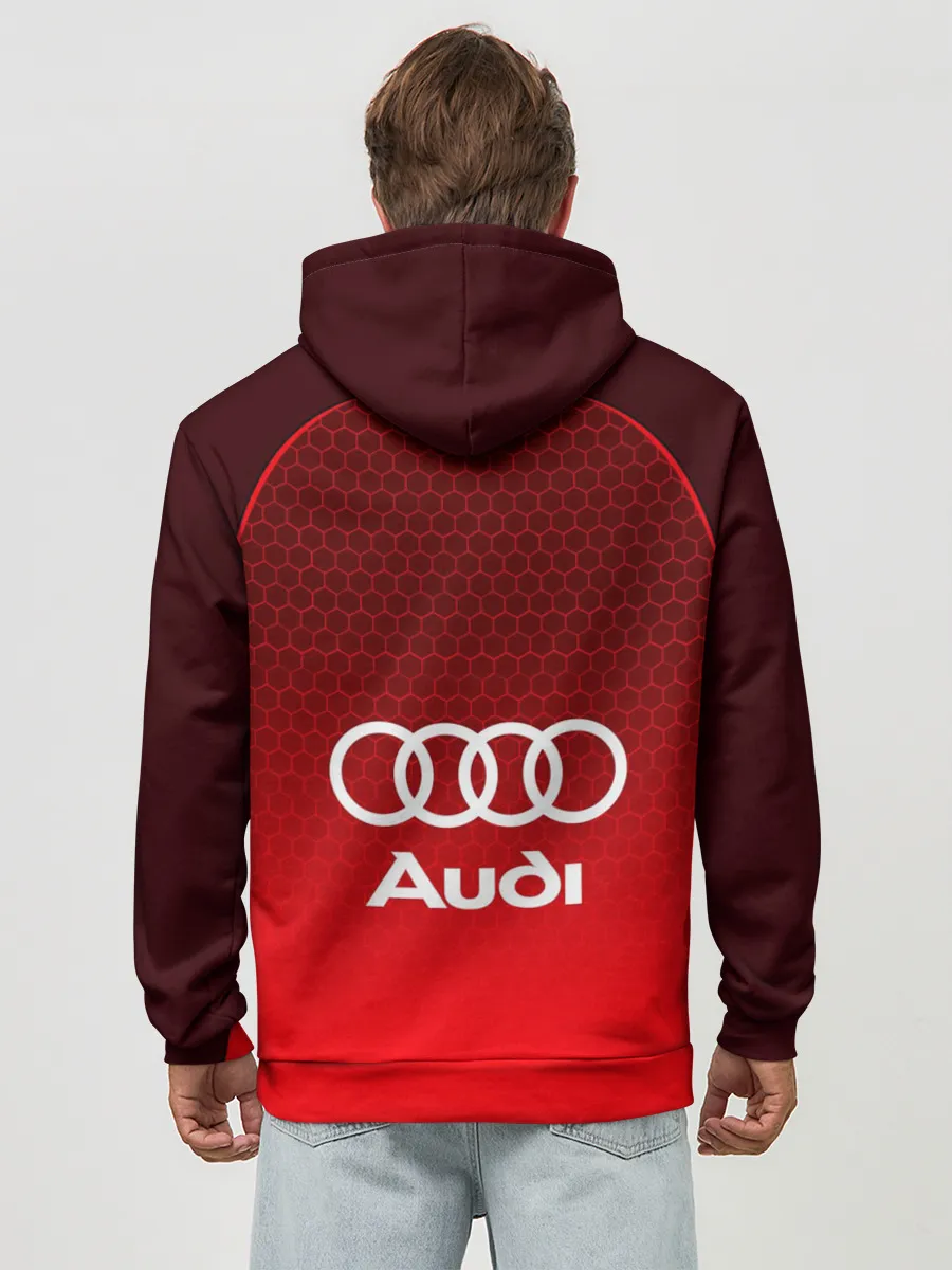 Худи мужской база хлопок / AUDI красная сетка