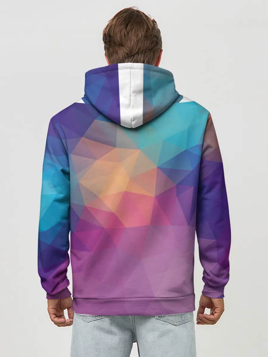 Худи мужской база хлопок / Цветные полигоны - Градиент