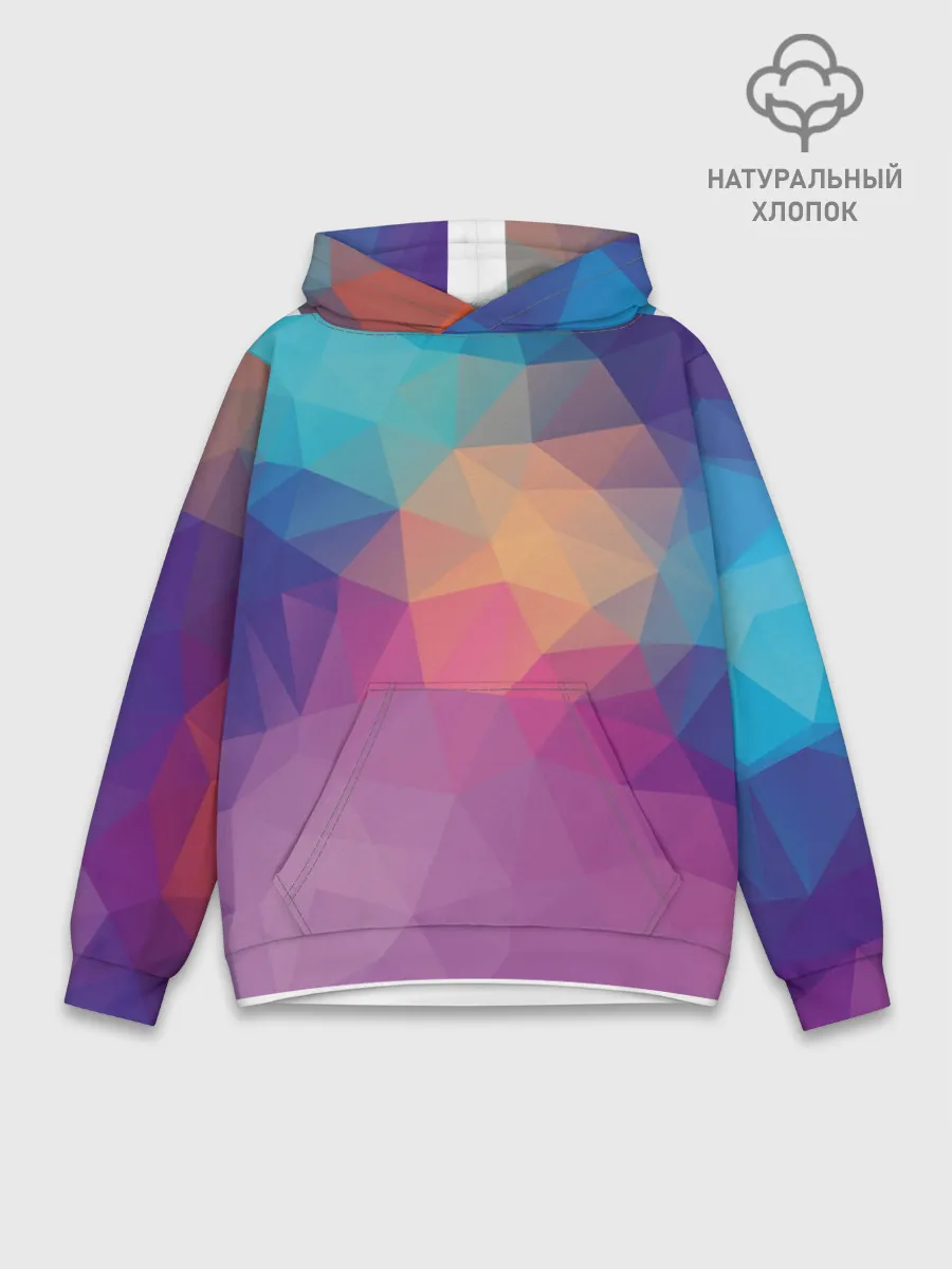 Худи мужской база хлопок / Цветные полигоны - Градиент
