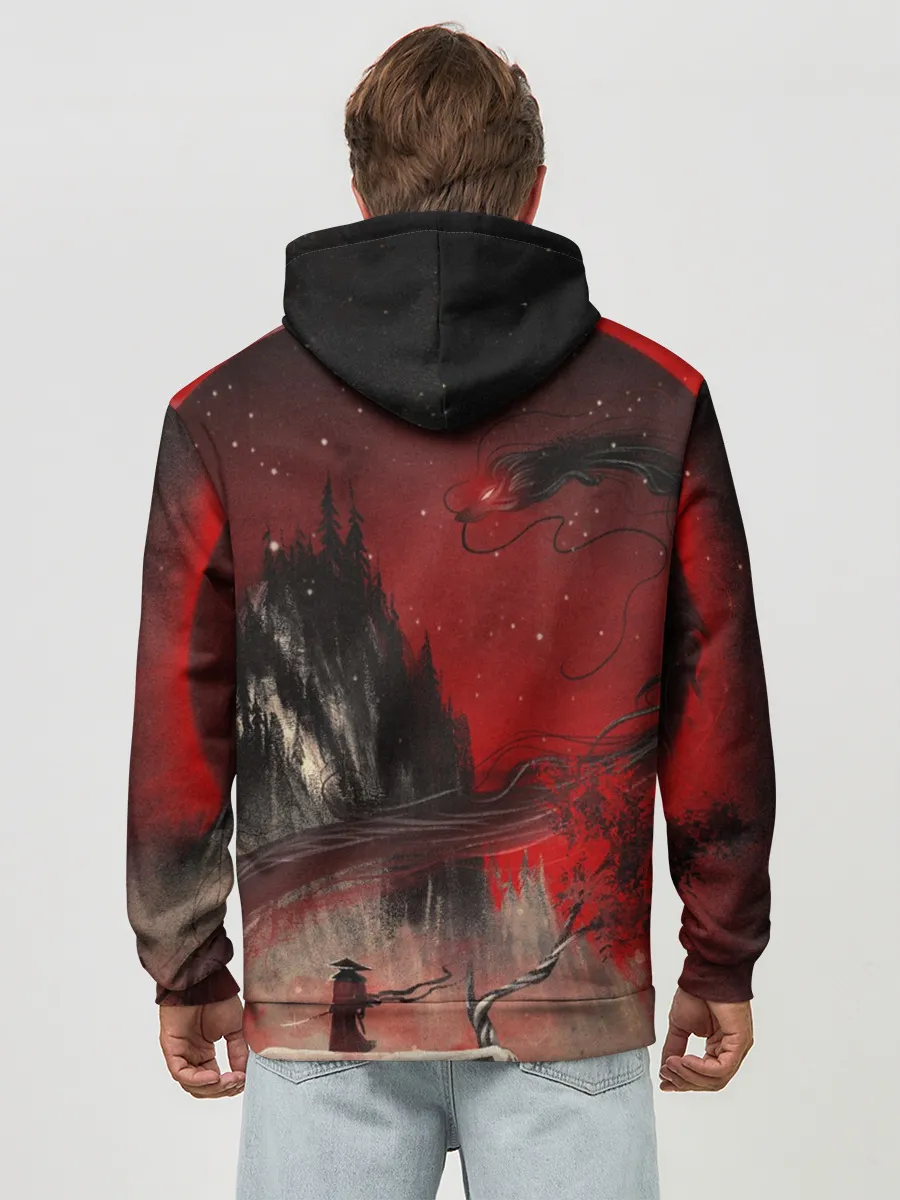 Худи мужской база хлопок / ЗМЕЙ ДРАКОН 3D